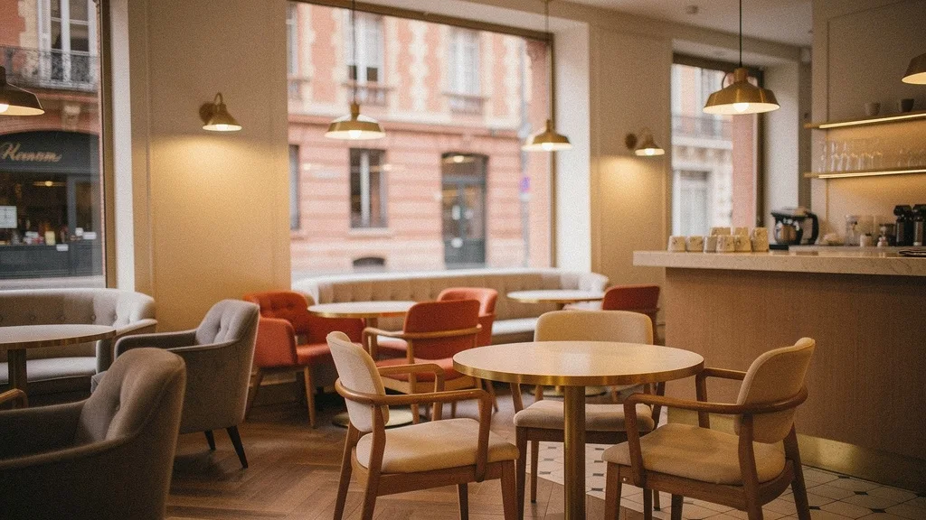 Interieur d un cafe elegant et chaleureux a Toulouse